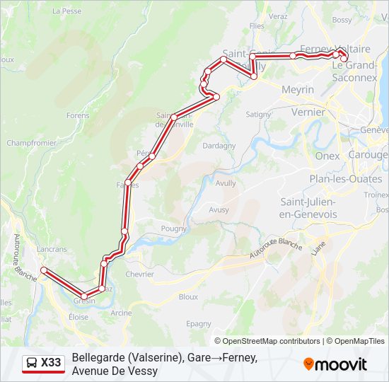 X33 Bus Line Map