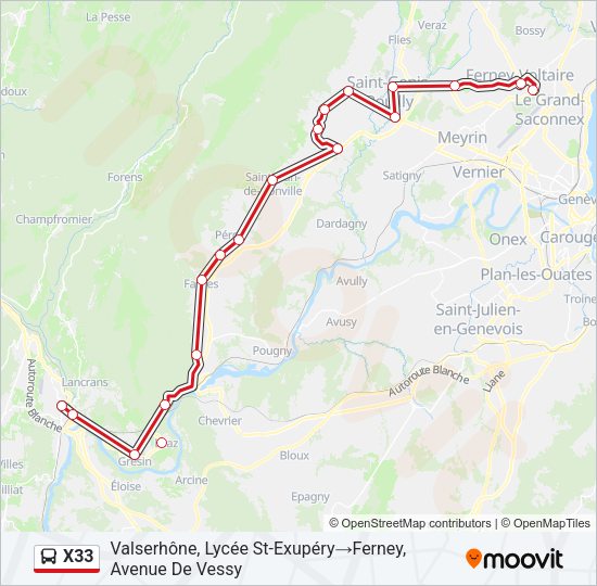 X33 Bus Line Map