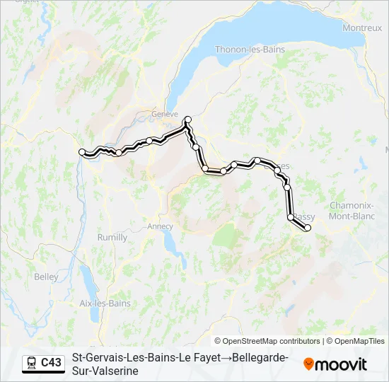 Plan de la ligne C43 de train