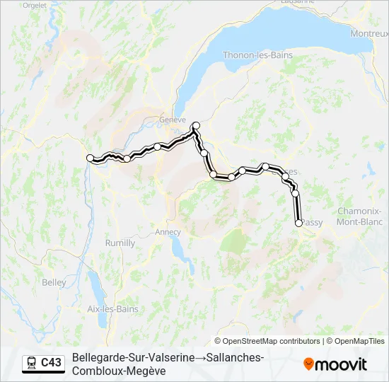 Plan de la ligne C43 de train