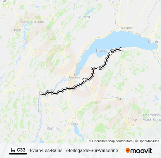 Plan de la ligne C33 de bus