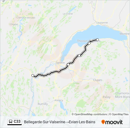 Plan de la ligne C33 de bus