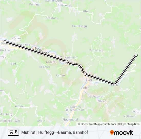 B Bus Line Map
