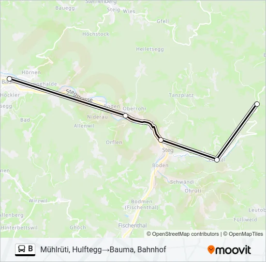 B Bus Line Map