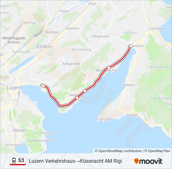 Plan de la ligne S3 de train