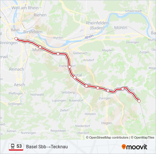 S3 Train Line Map