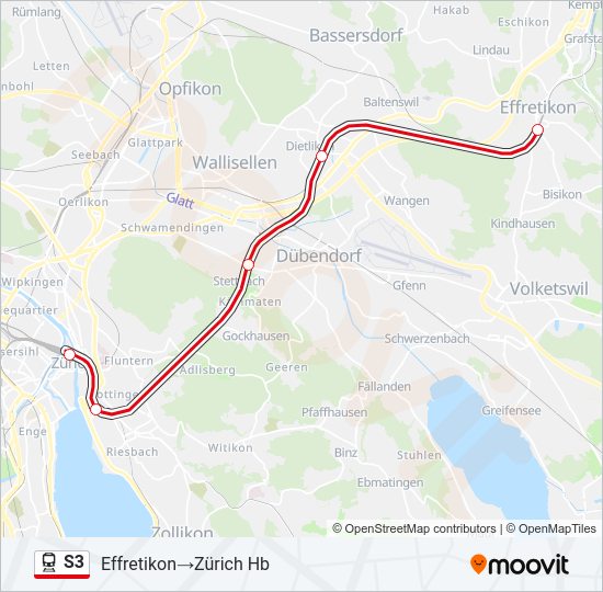 Plan de la ligne S3 de train