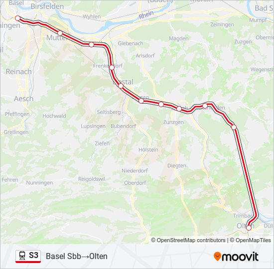 S3 train Line Map