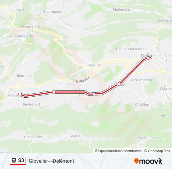 S3 train Line Map