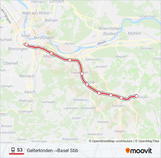 S3 train Line Map