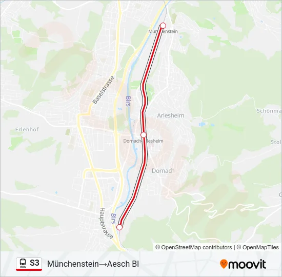 Plan de la ligne S3 de train