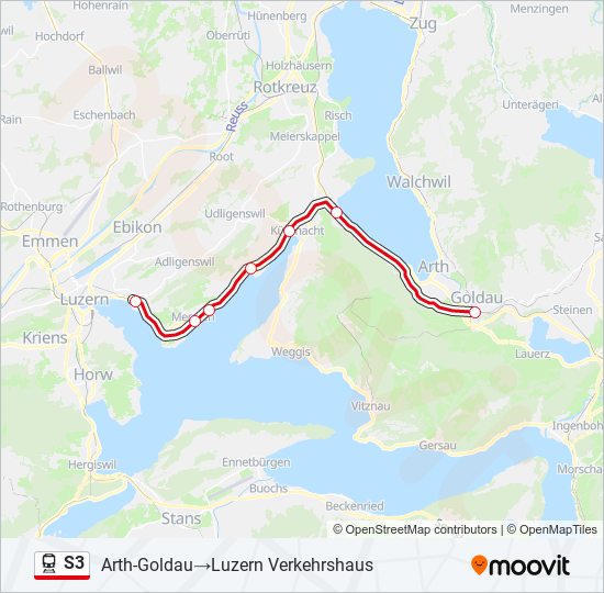 Plan de la ligne S3 de train