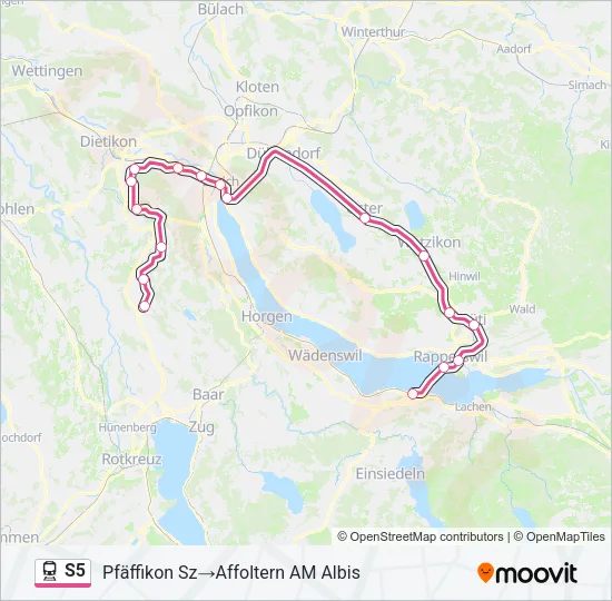 Plan de la ligne S5 de train