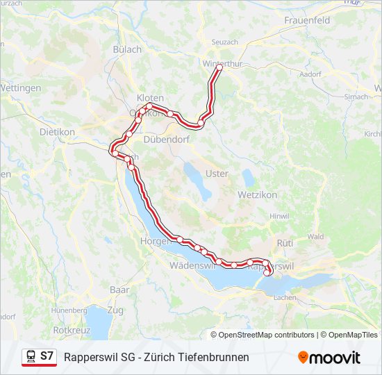 Plan de la ligne S7 de train