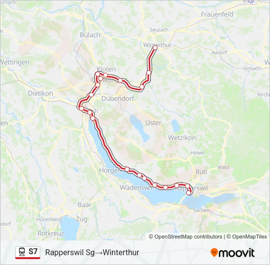Plan de la ligne S7 de train