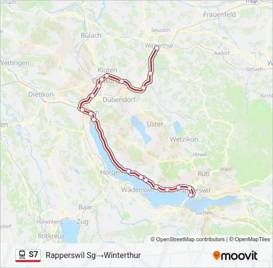 Plan de la ligne S7 de train