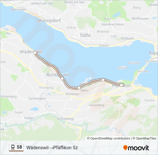 Plan de la ligne S8 de train