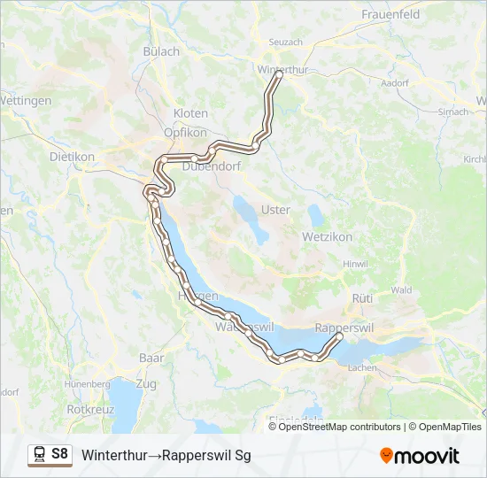 Plan de la ligne S8 de train