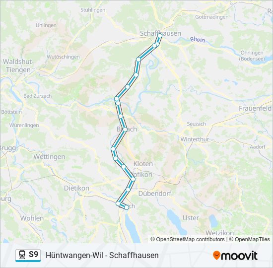 Plan de la ligne S9 de train