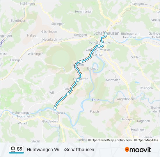 Plan de la ligne S9 de train