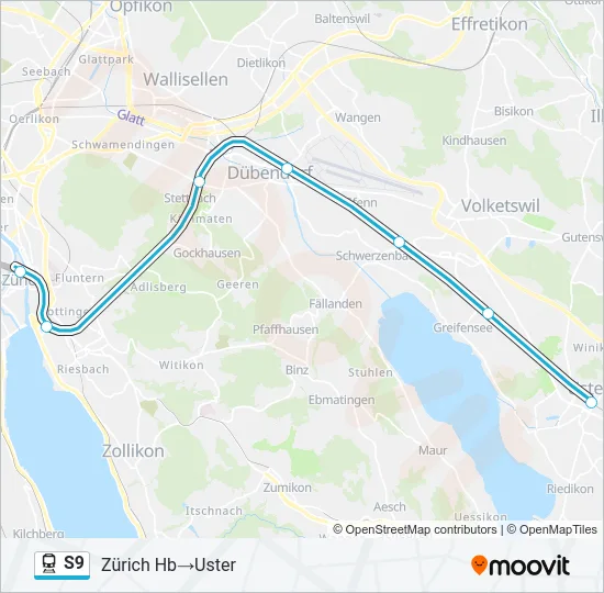S9 Train Line Map