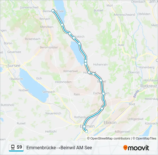 Plan de la ligne S9 de train