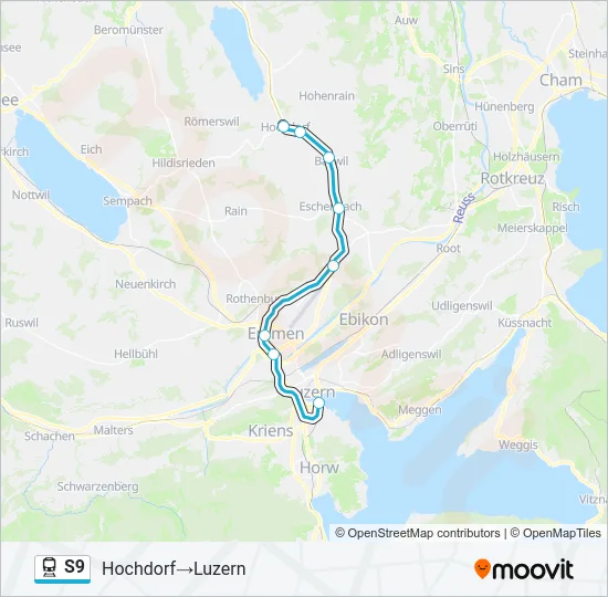 Plan de la ligne S9 de train