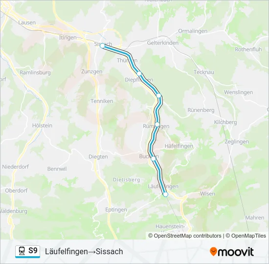 S9 Train Line Map