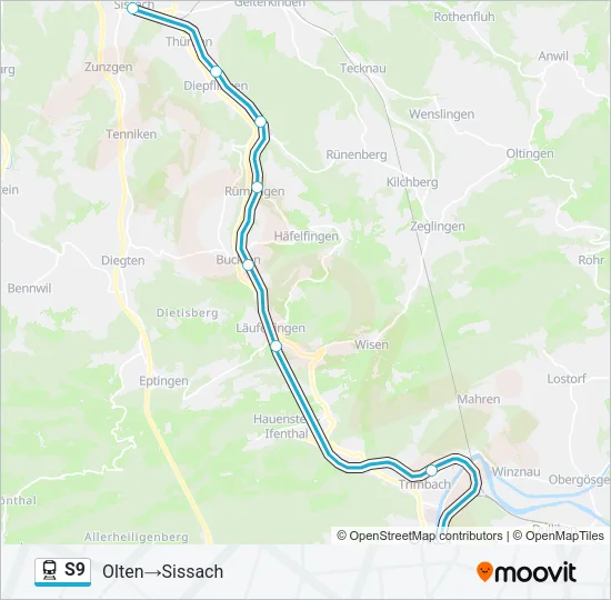 S9 Train Line Map