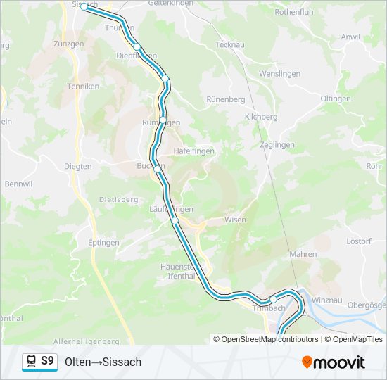 S9 Train Line Map