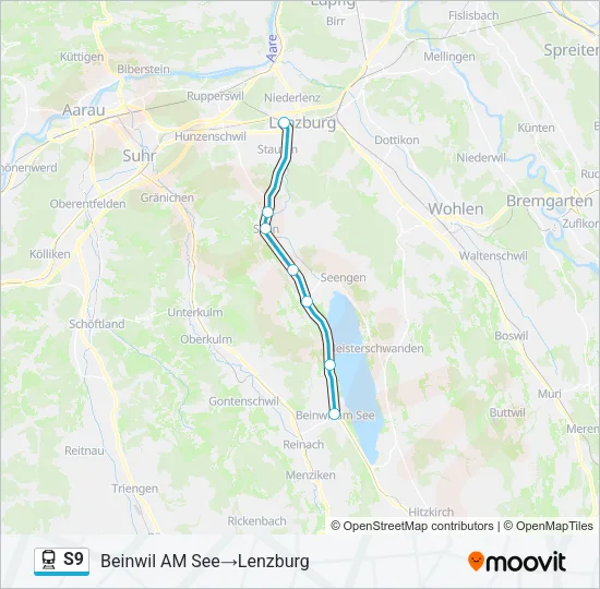 Plan de la ligne S9 de train