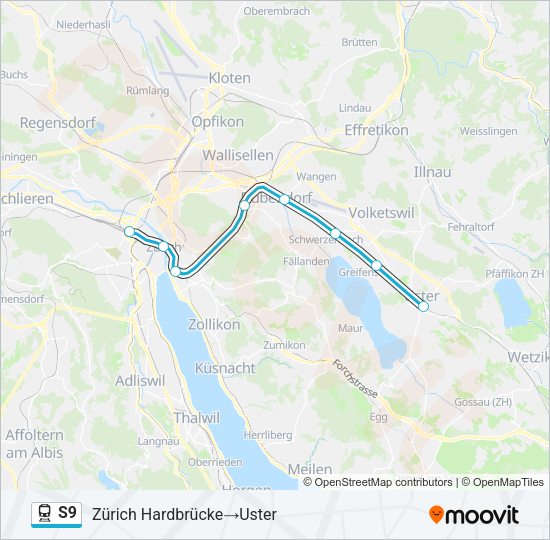 S9 Train Line Map