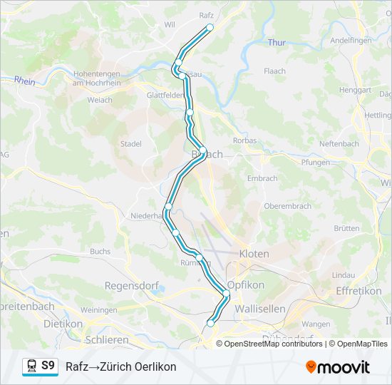 S9 Train Line Map