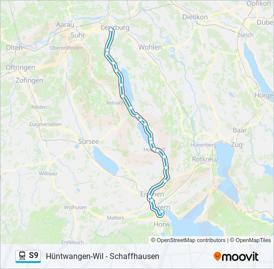 Plan de la ligne S9 de train