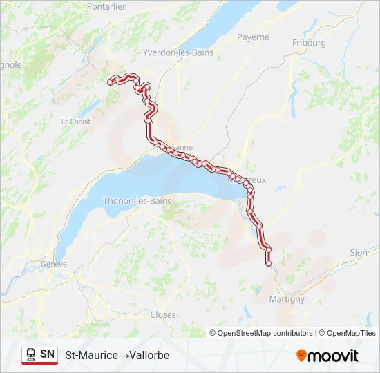 Plan de la ligne SN de train