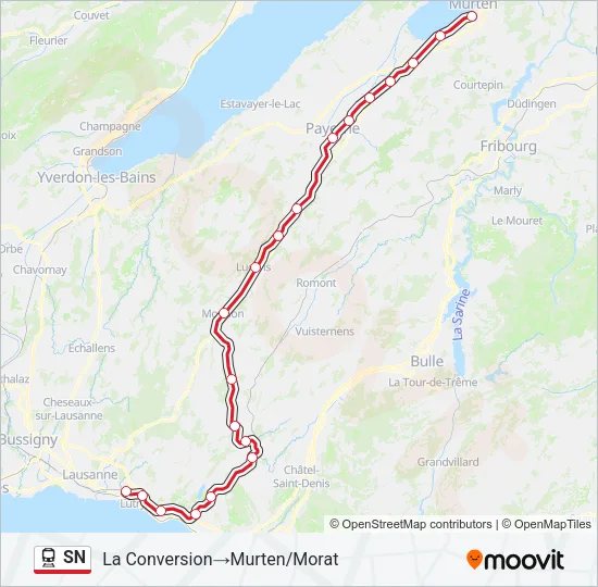 Plan de la ligne SN de train