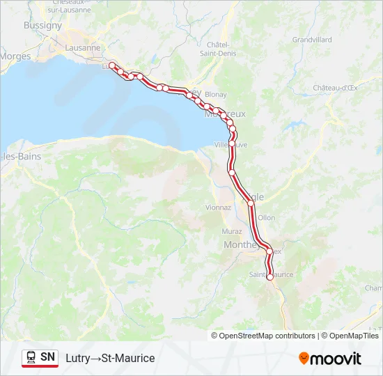 Plan de la ligne SN de train