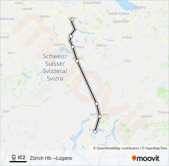IC2 Train Line Map