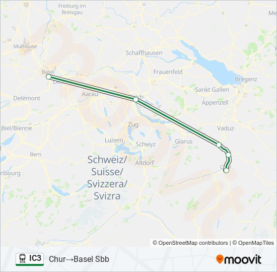 Plan de la ligne IC3 de train