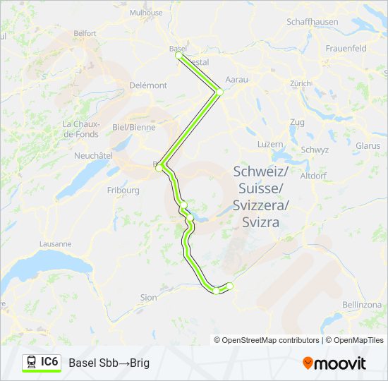 Plan de la ligne IC6 de train