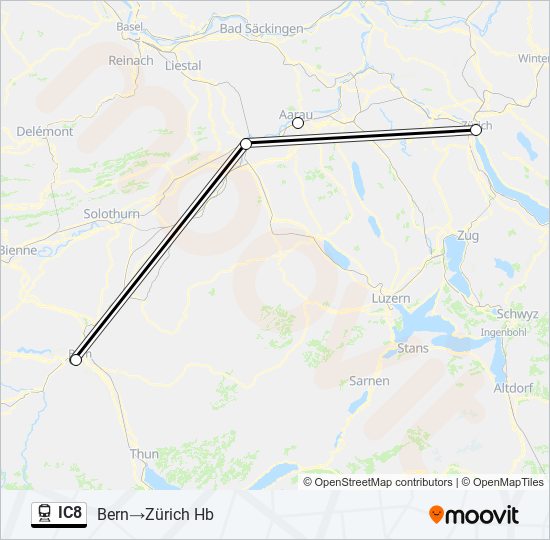 IC8 train Line Map