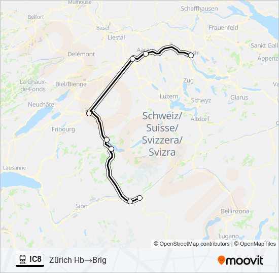 IC8 train Line Map