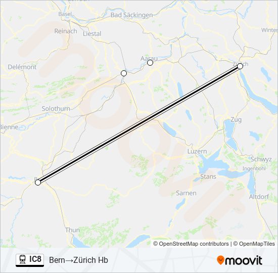 IC8 train Line Map