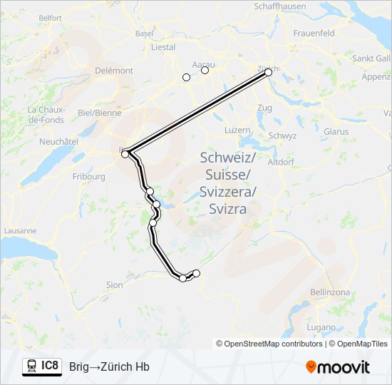 IC8 train Line Map