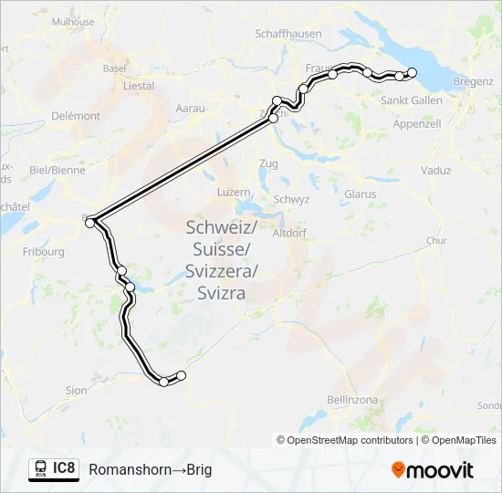 IC8 Train Line Map