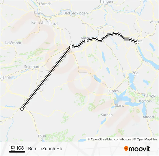 IC8 Train Line Map