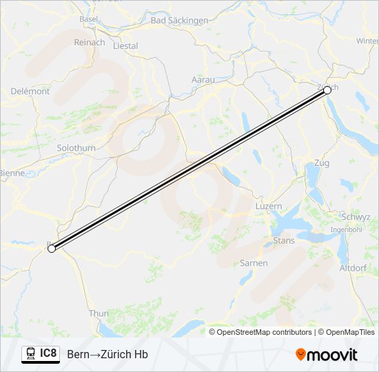 IC8 train Line Map