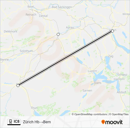 IC8 Train Line Map