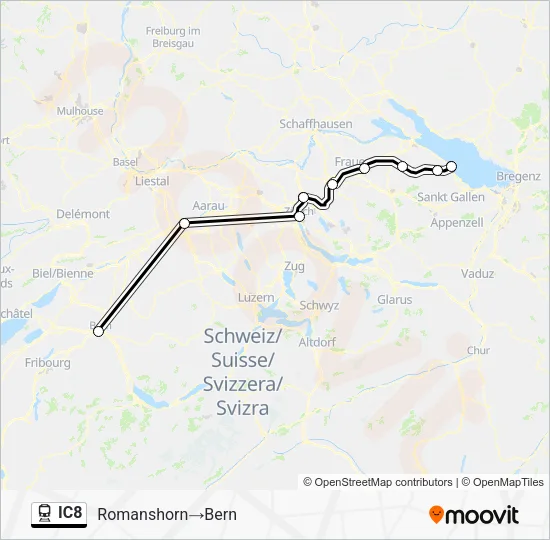 IC8 Train Line Map