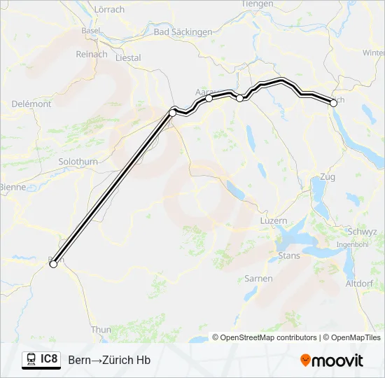 IC8 Train Line Map